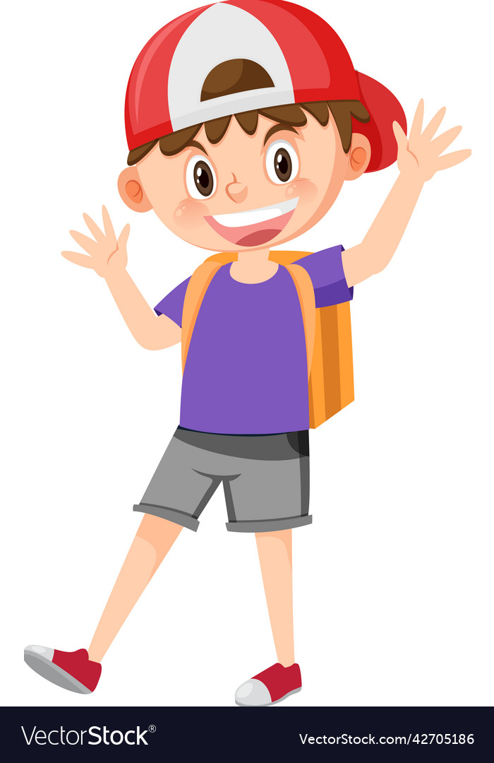 Male student cartoon character with backpack Vector Image