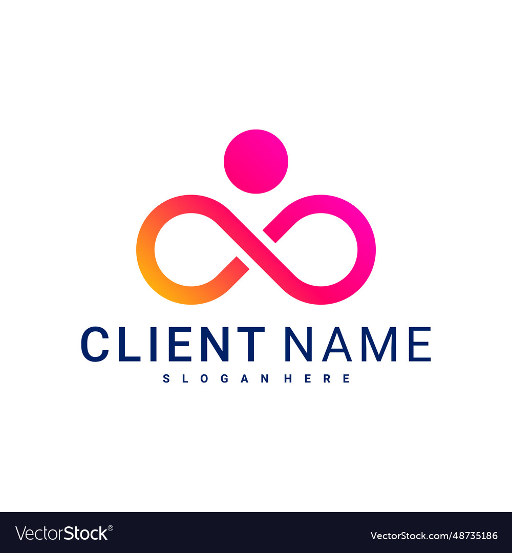 Menschen Logo Design Mensch mit Unendlichkeit Ikone vector image Menschen Logo Design Mensch mit Unendlichkeit Ikone