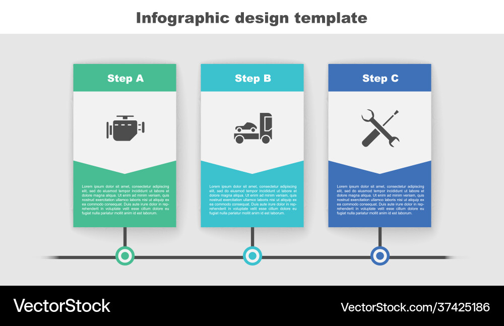 Set check engine car transporter truck Royalty Free Vector