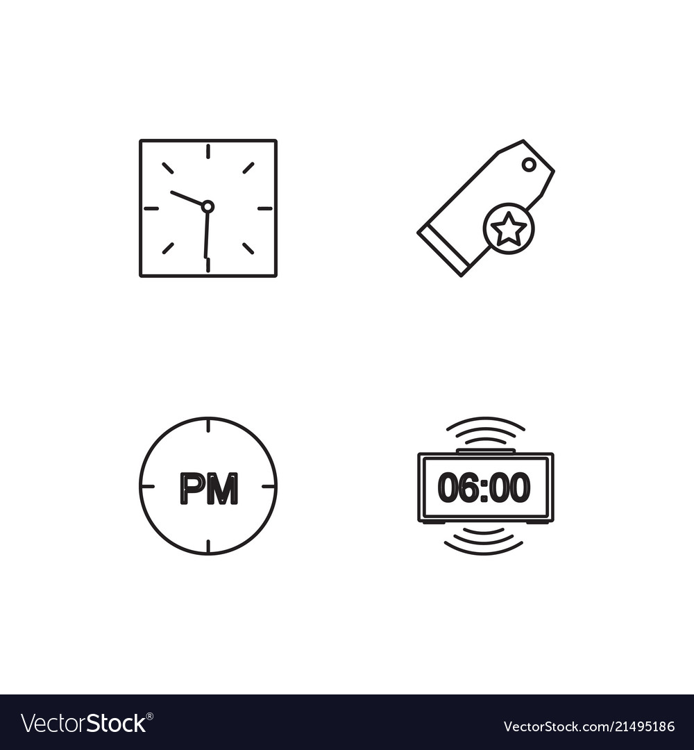 Time linear icons set simple outline