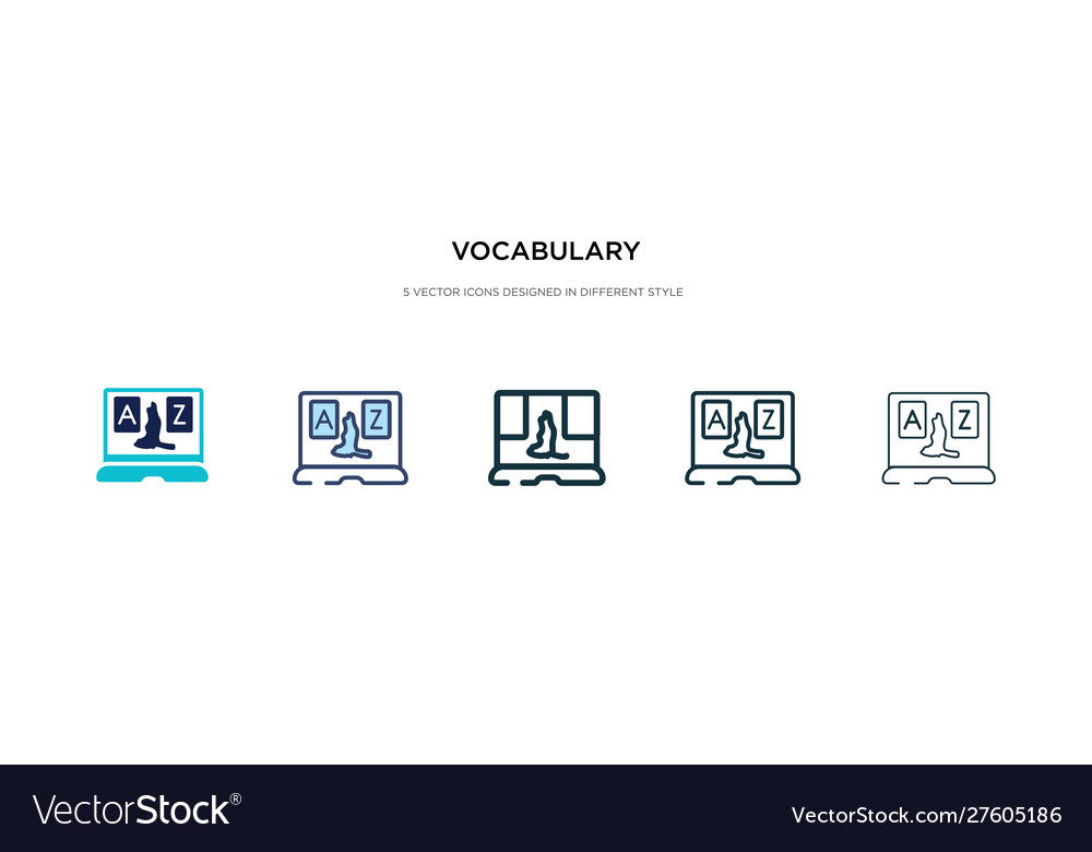 Vocabulary icon in different style two colored