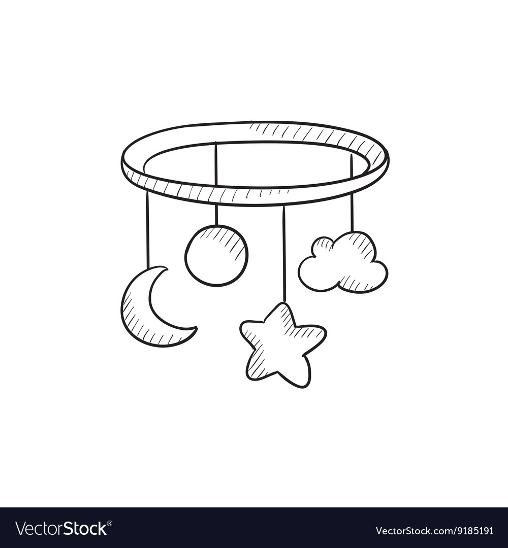 Baby bed carousel sketch icon Royalty Free Vector Image