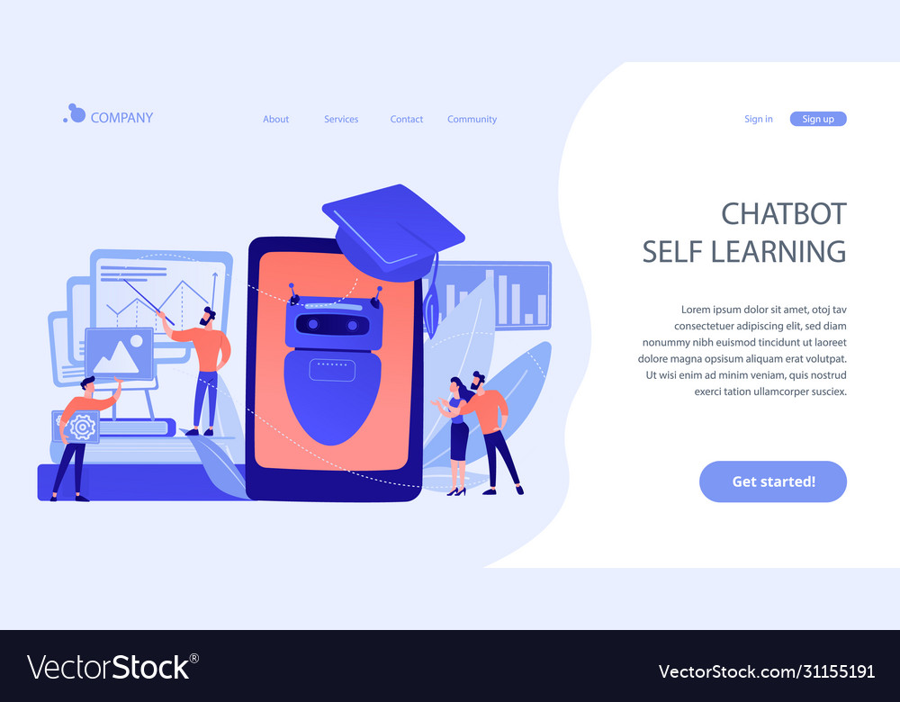 Chatbot self learningconcept landing page vector image Chatbot self learningconcept landing page