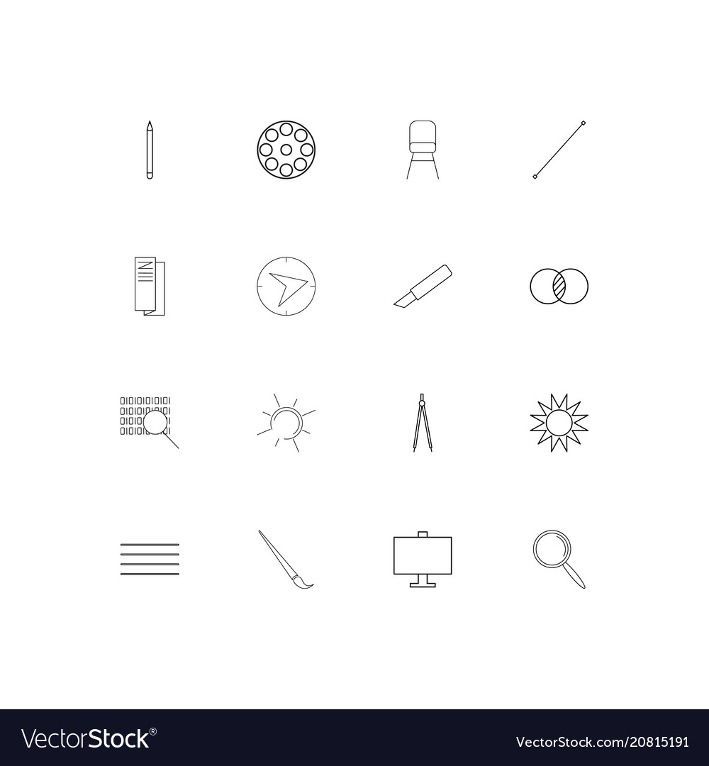 Creative process and design linear thin icons set