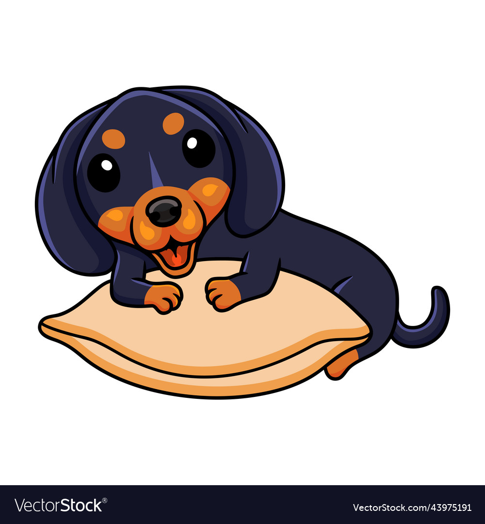 Cute dashund dog cartoon on the pillow Royalty Free Vector