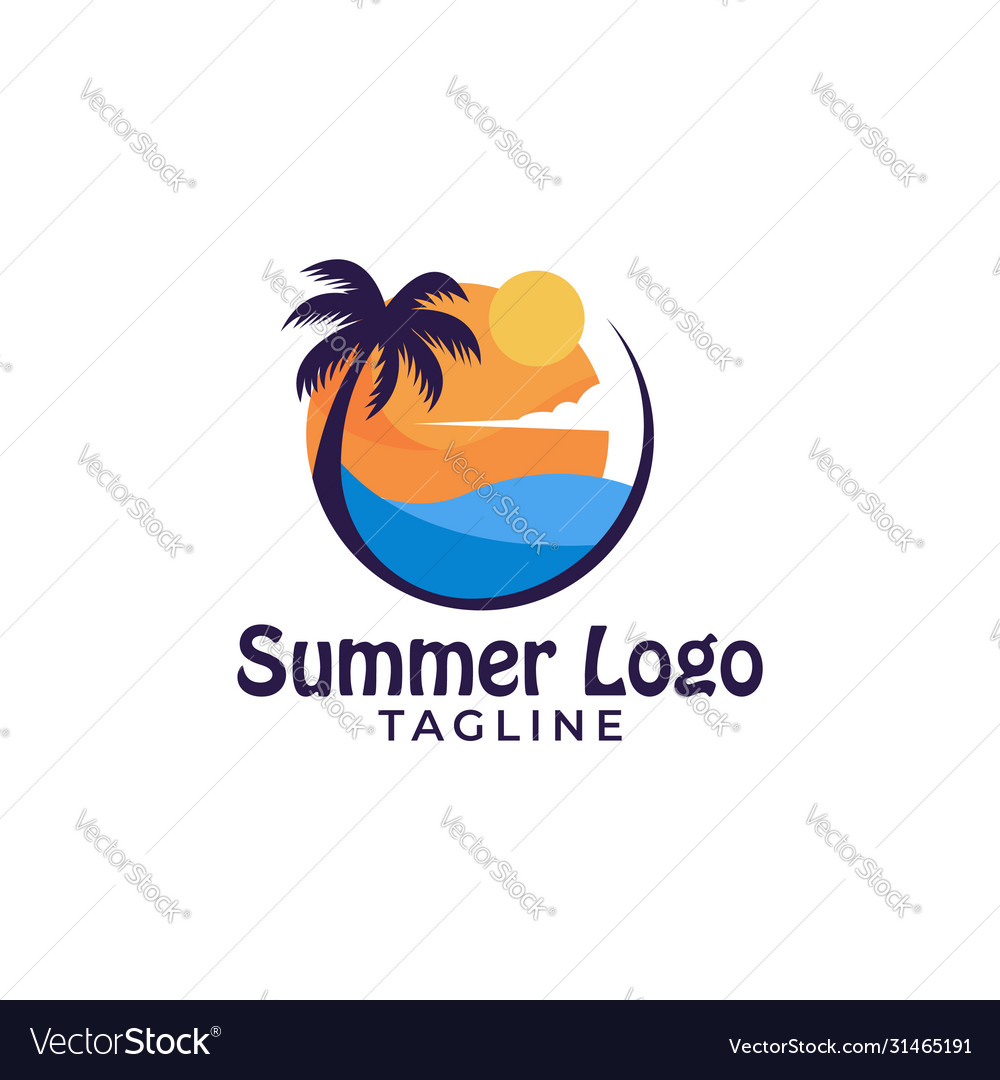 Flache minimalistische Sommer Logo Design Vorlage