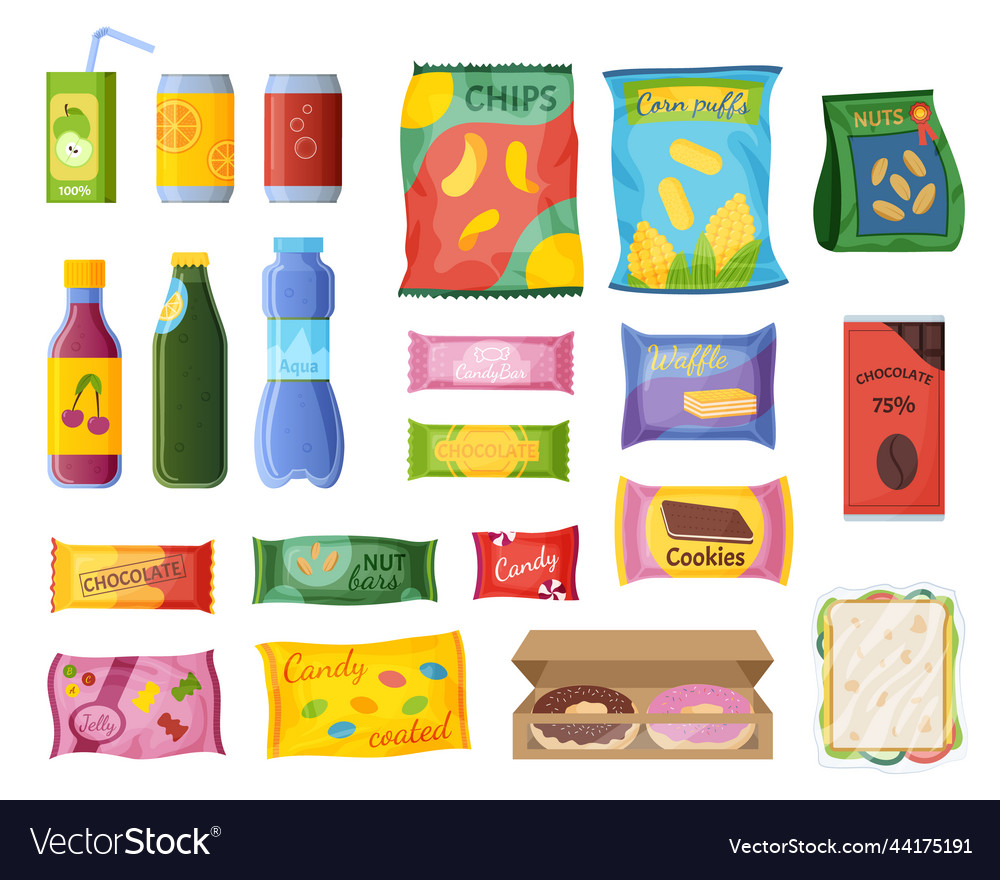 Food snack packet wrapper biscuits package Vector Image