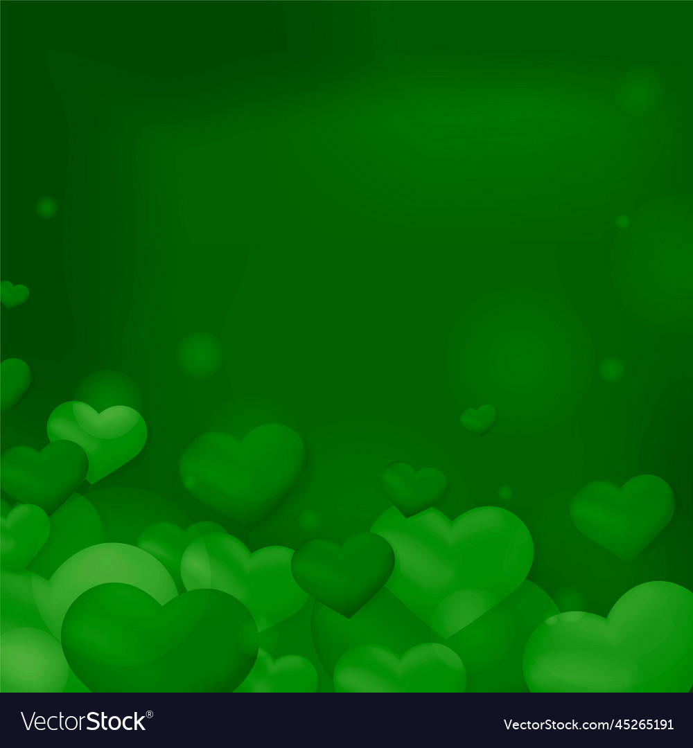 Green heart bubble bokeh pattern background vector image Green heart bubble bokeh pattern background