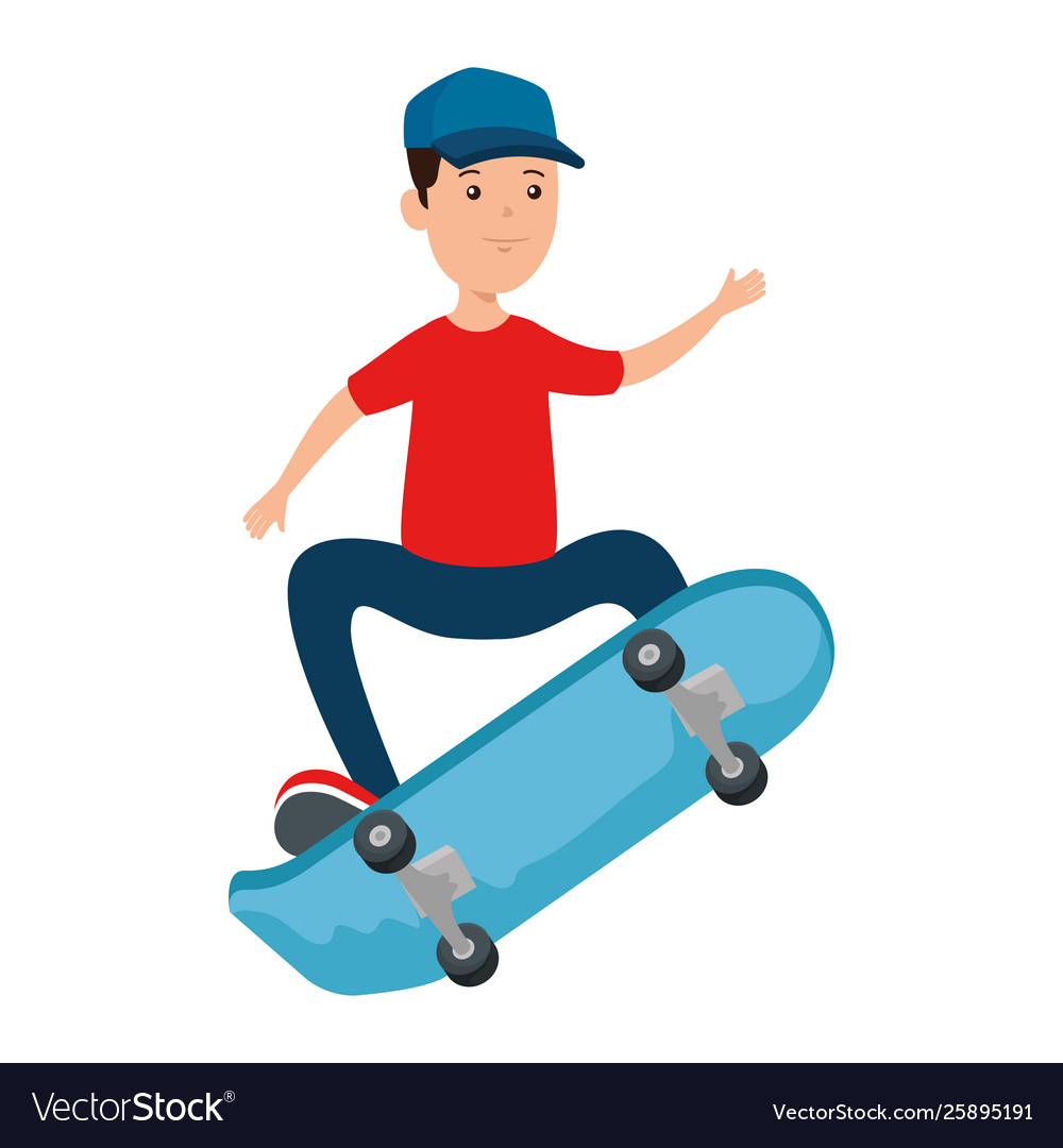 Happy young boy in skateboard Royalty Free Vector Image