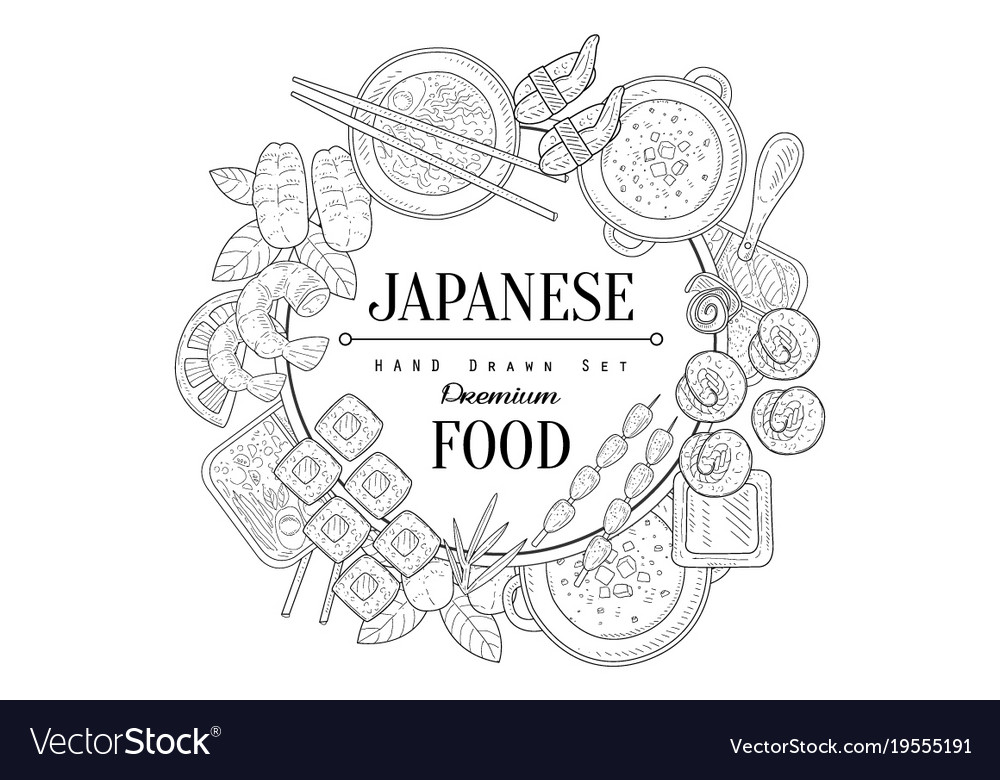 Japanese food vintage sketch