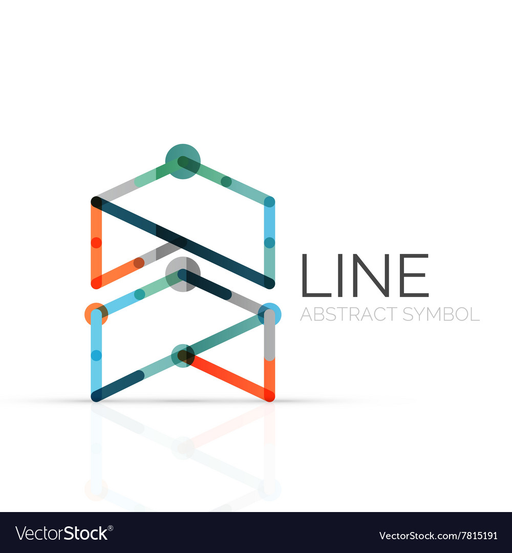 Linear abstract logo connected multicolored
