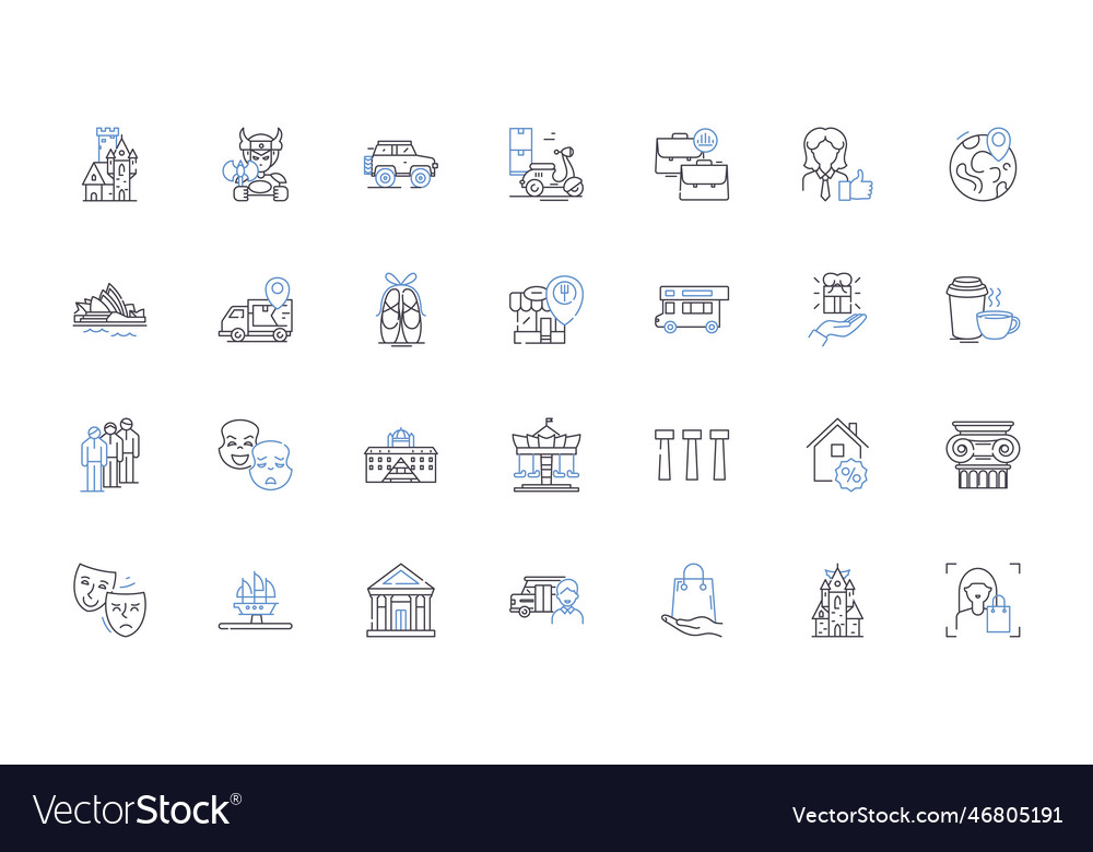 Marketplace line icons collection exchange