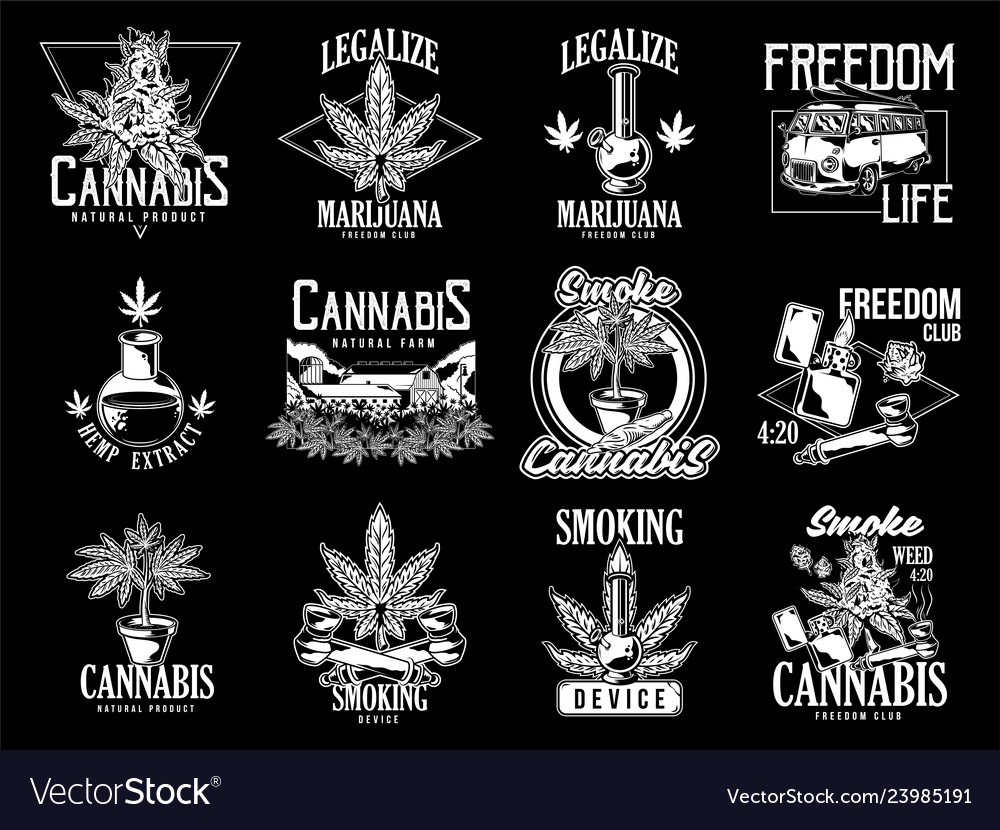 Print set cannabis design Royalty Free Vector Image