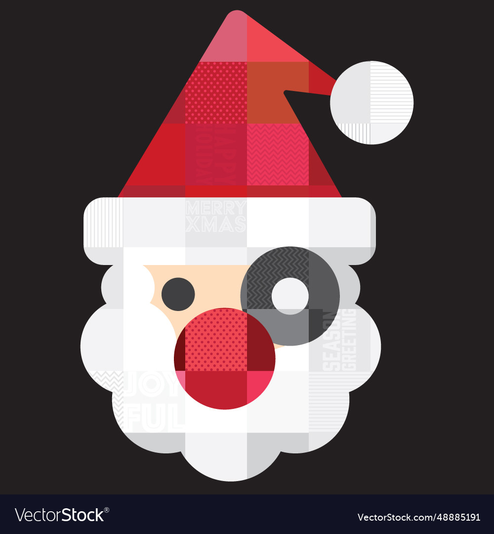 Santa clauses face with mosaic punchy style