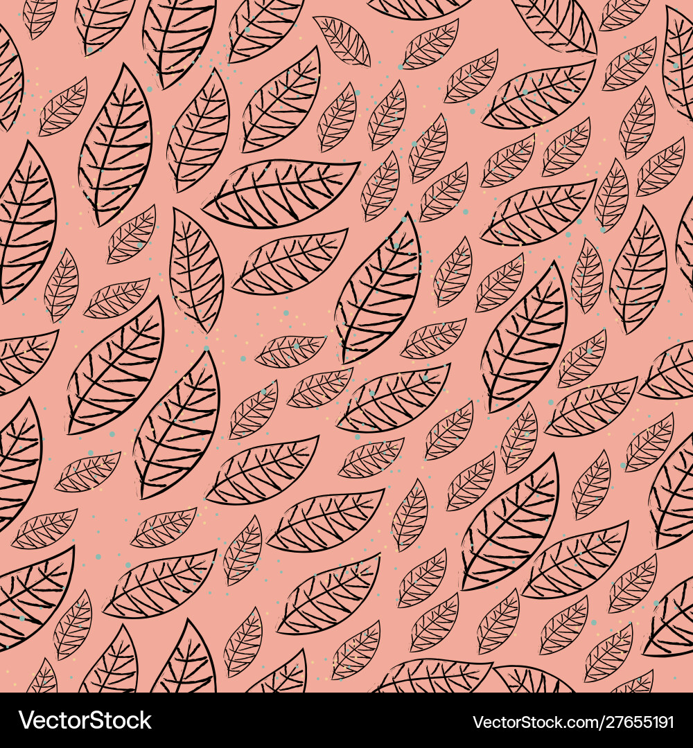 Seamless pattern with hand drawn leafs Royalty Free Vector