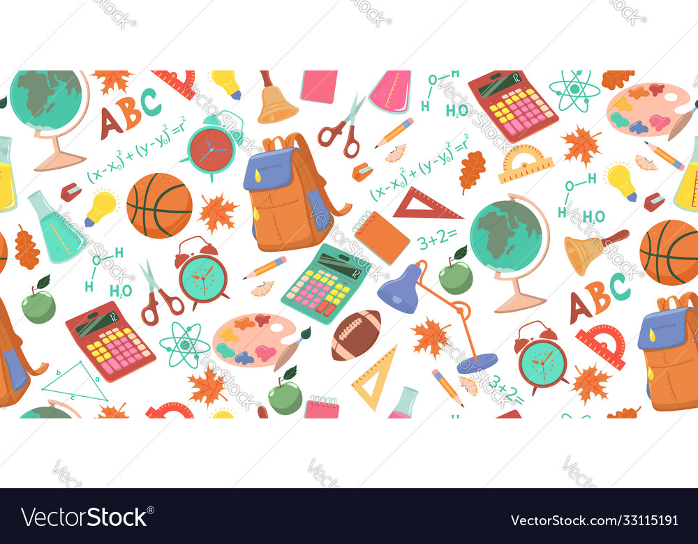 Seamless pattern with school objects vector image Seamless pattern with school objects