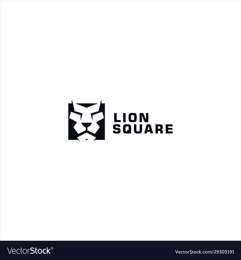 Square lion head logo design template Royalty Free Vector