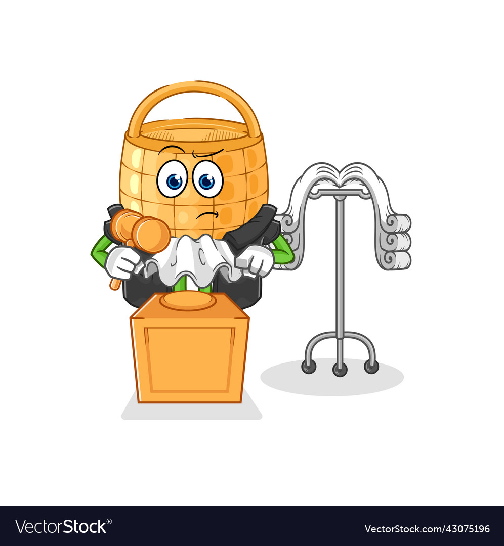 Basket judge holds gavel character vector image Basket judge holds gavel character