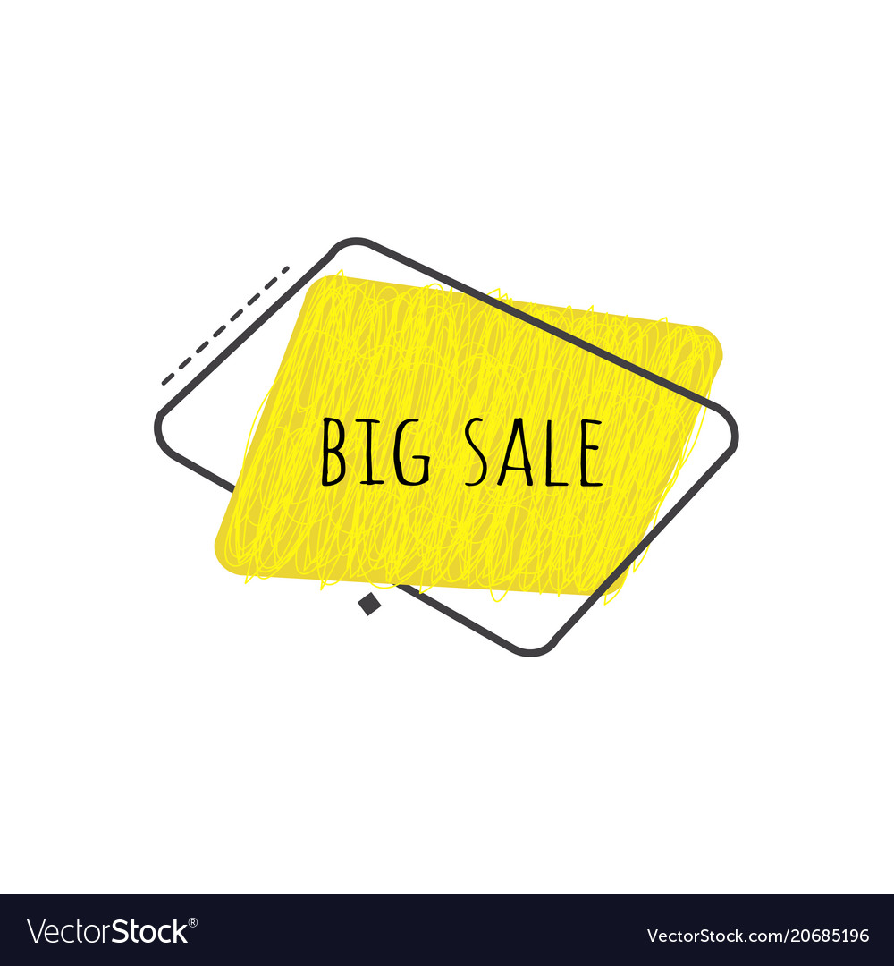 Big sale sign on yellow grunge geometric graphic