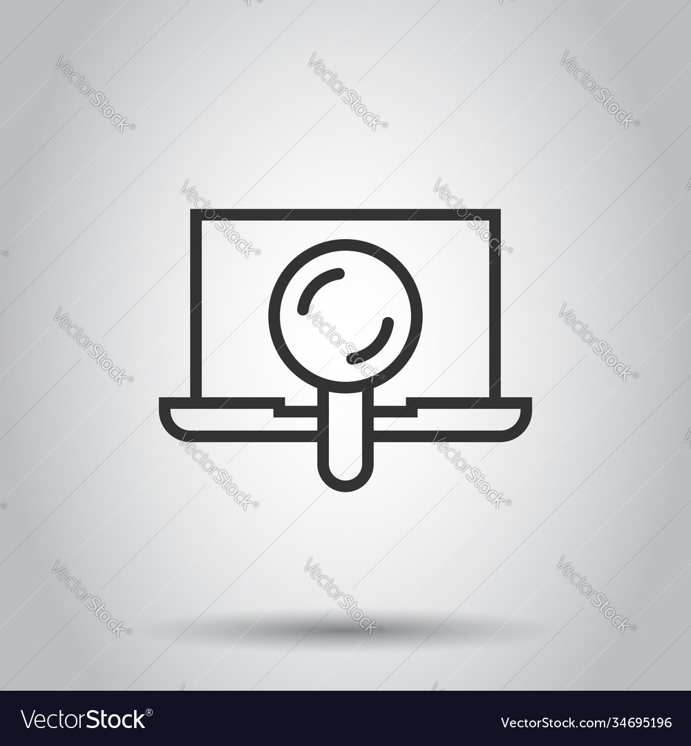 Computer search icon in flat style laptop Vector Image