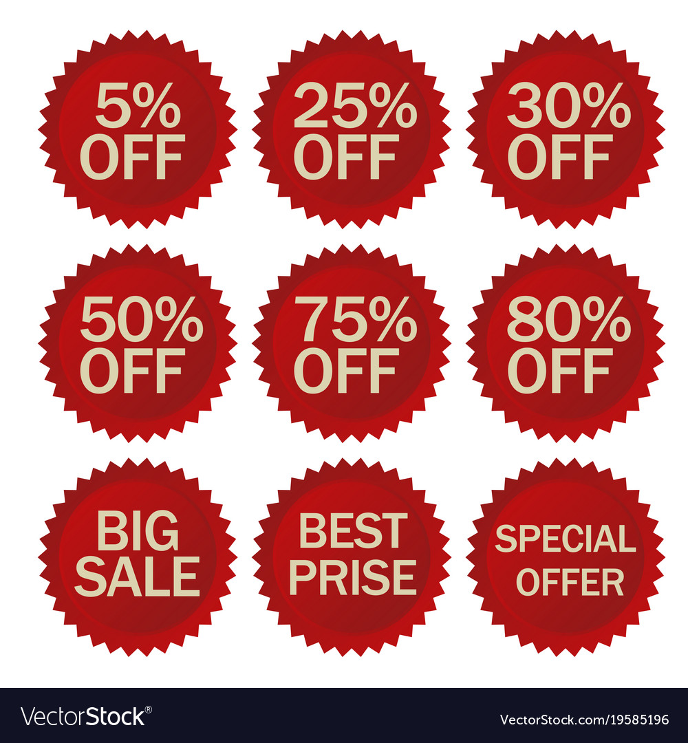 Discount stickers set Royalty Free Vector Image