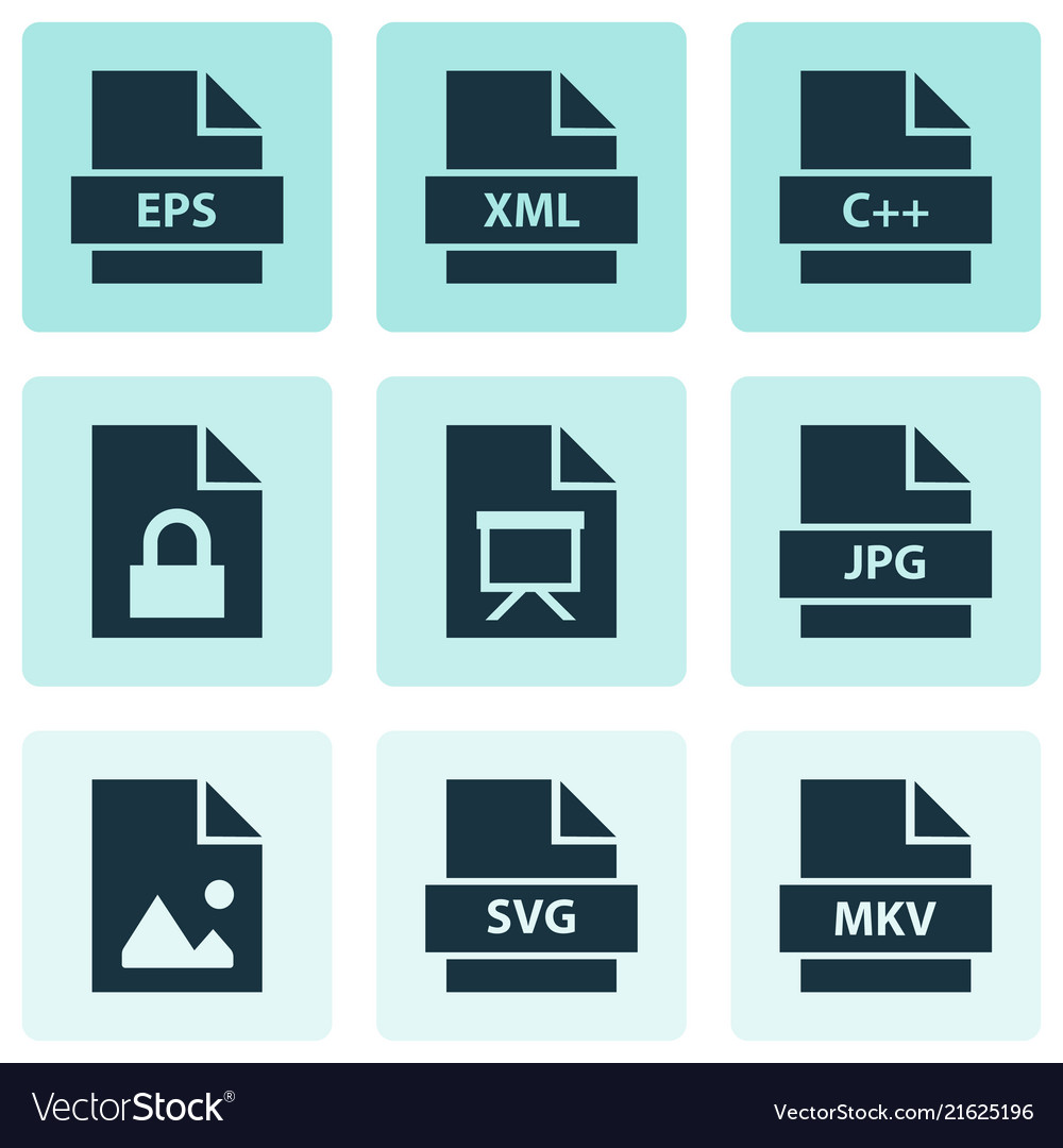 Document icons set with programming language vector image Document icons set with programming language