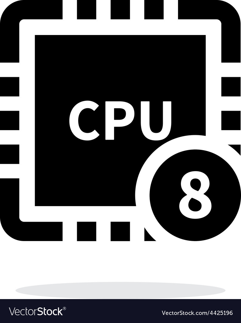 Eight core cpu simple icon on white background