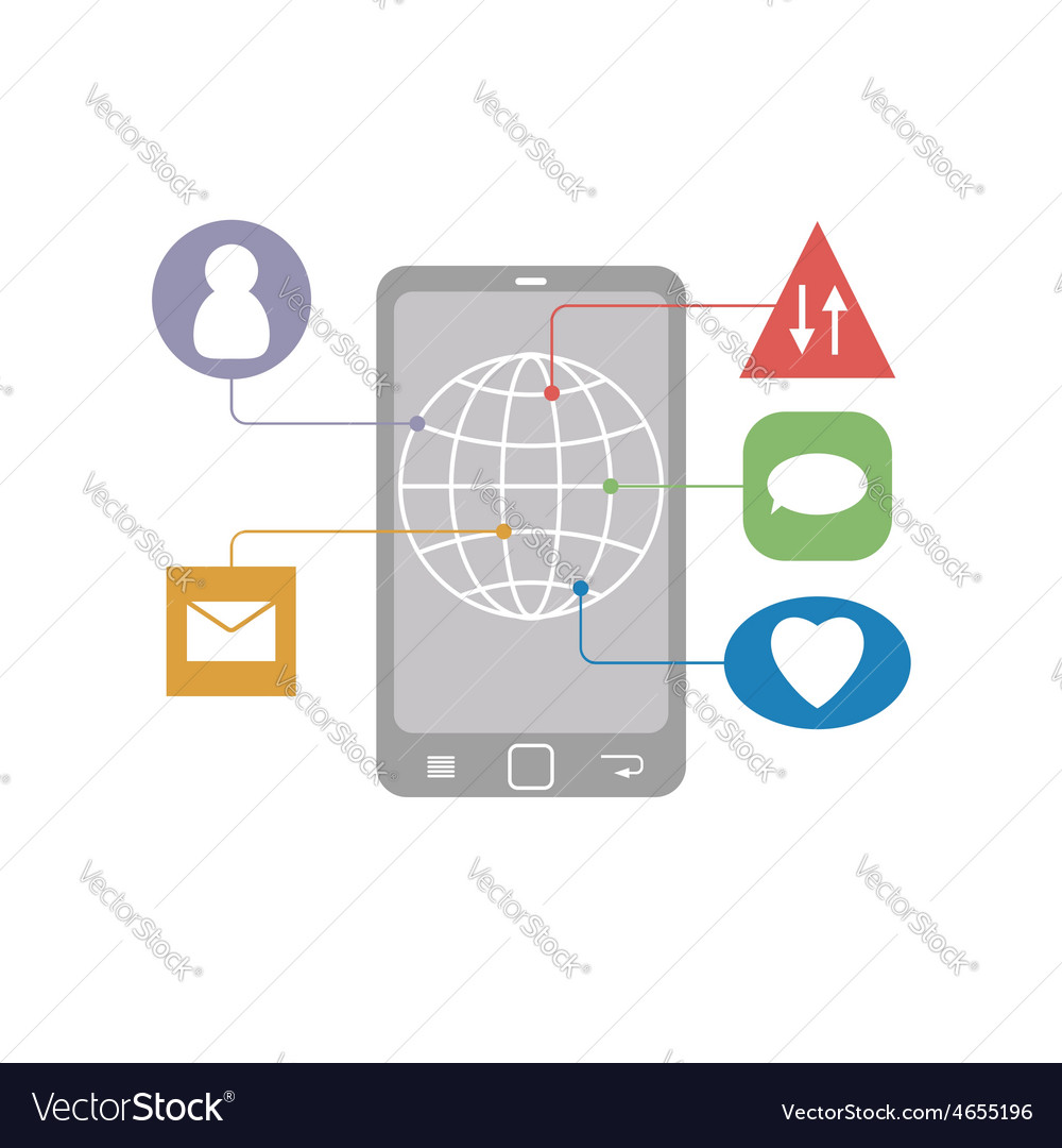 Flat mobile infographic of communication icons