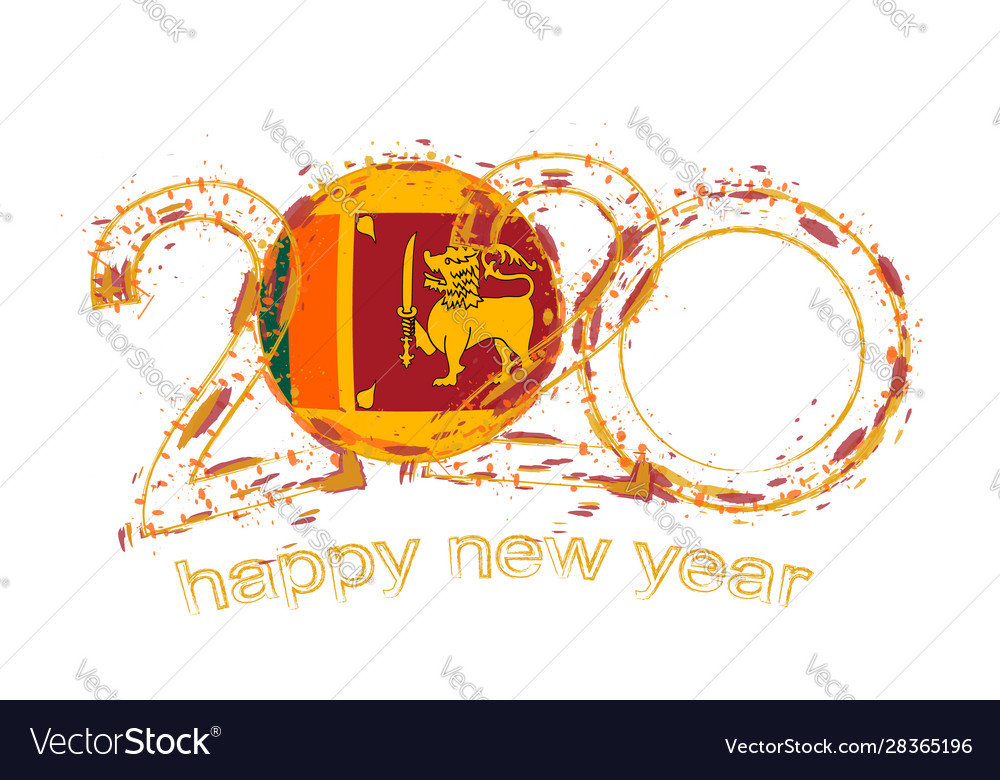 Happy new 2020 year with flag sri lanka