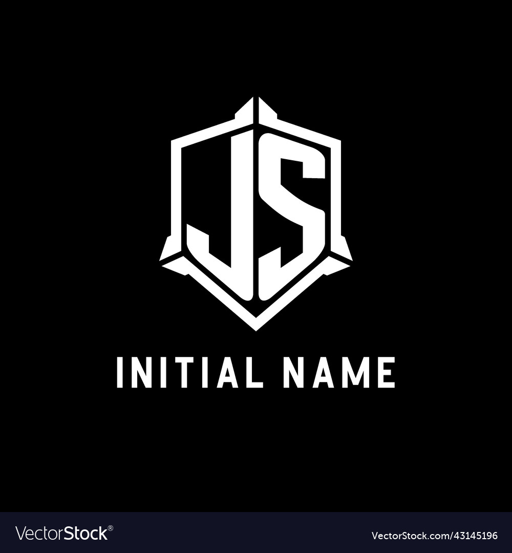 Js logo initial with shield shape design style