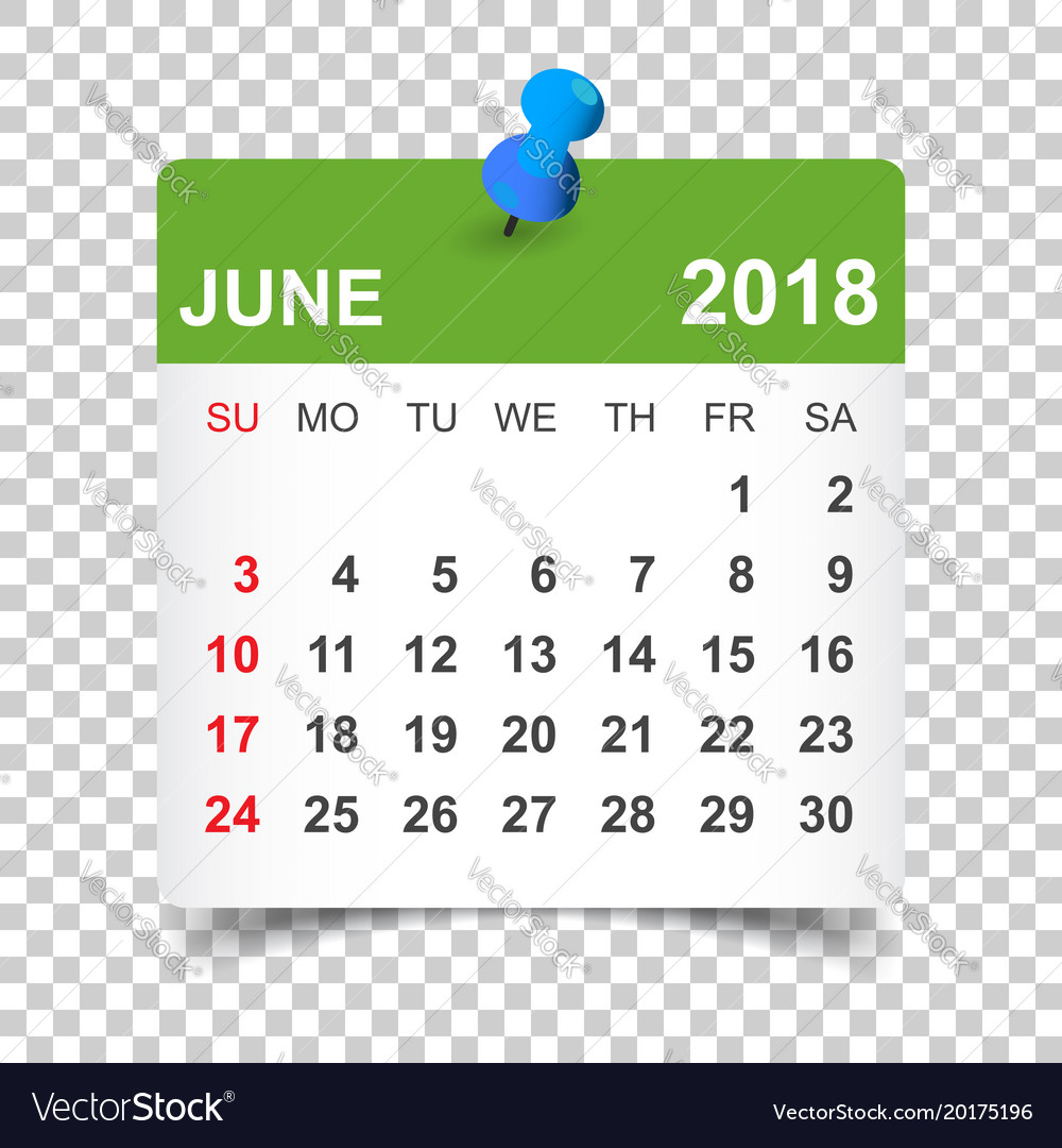 June 2018 calendar sticker design