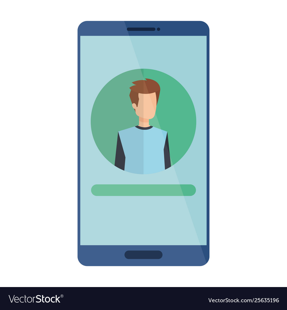 Man acount social in smartphone device character vector image Man acount social in smartphone device character