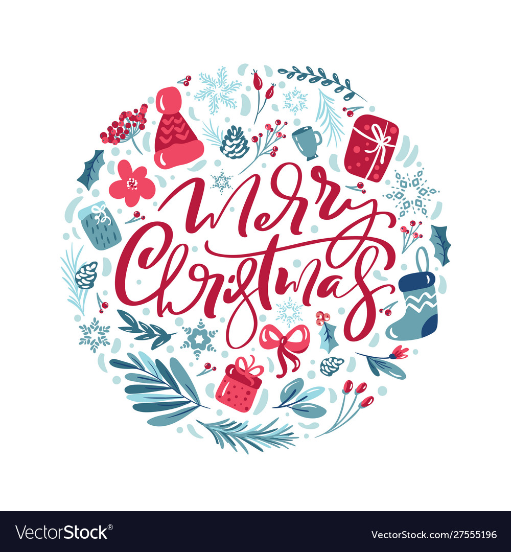 Merry christmas scandinavian calligraphic