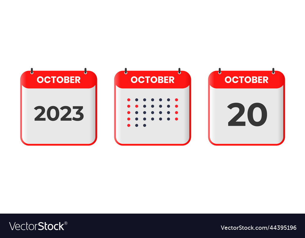 October 20 calendar design icon 2023 calendar Vector Image