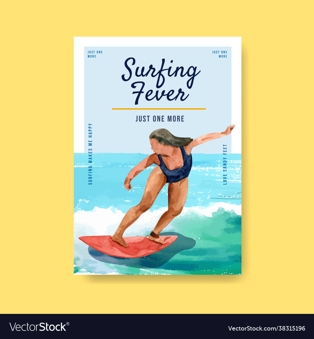 Poster template with surfboards at beach design