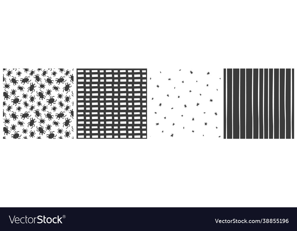 Set insects bugs seamless patterns