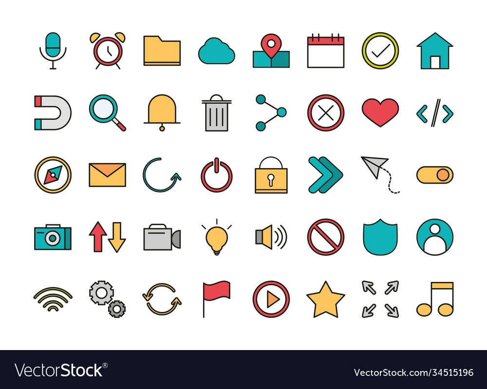 Set user interface icons mobile app button