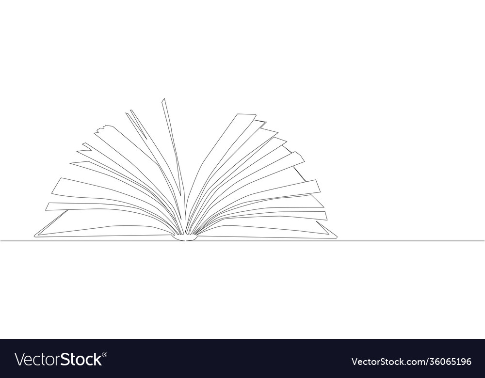 Stack opened books in style one line black vector image Stack opened books in style one line black