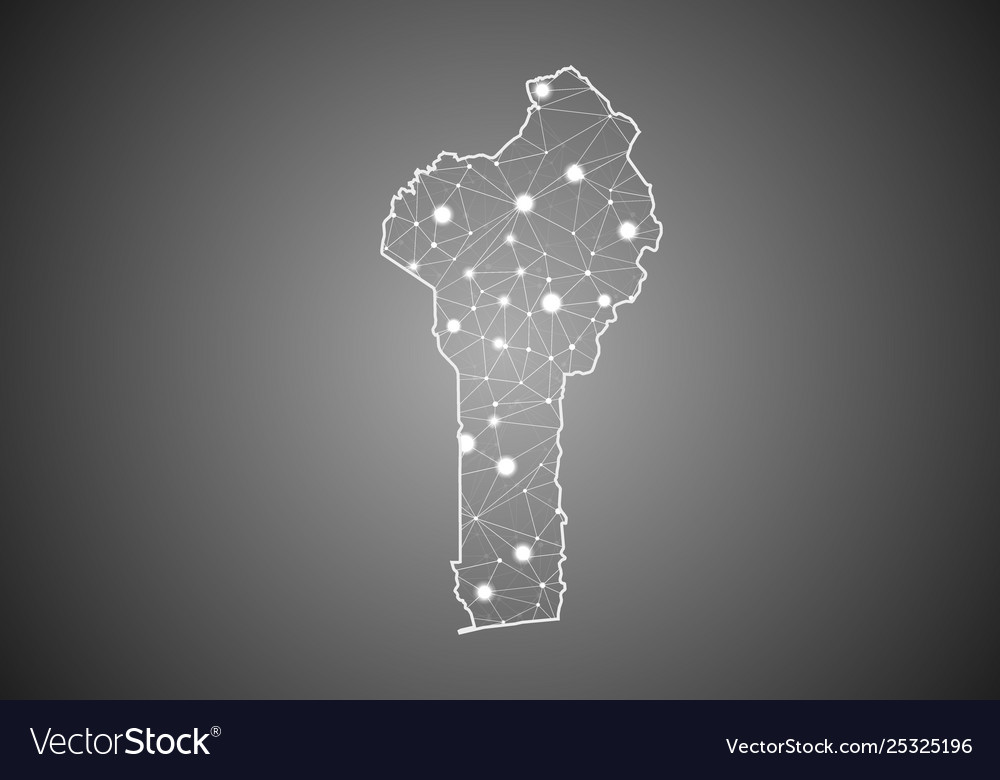 Wireframe mesh polygonal benin map abstract vector image Wireframe mesh polygonal benin map abstract