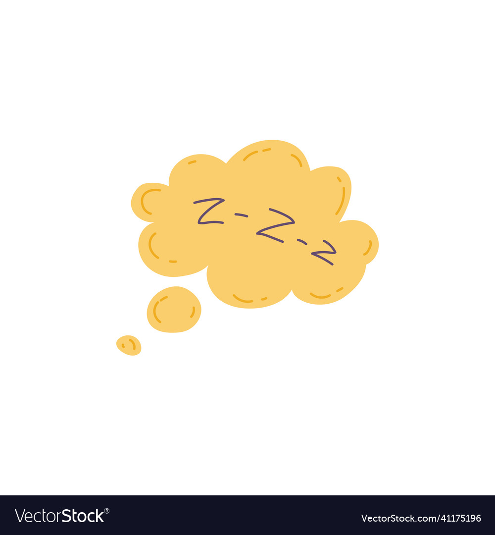 Zzz text on bubble in shape of cloud flat