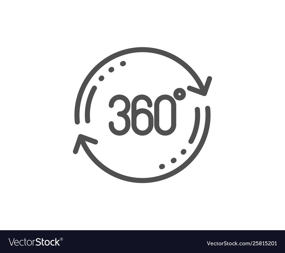 360 degree line icon full rotation sign vr Vector Image