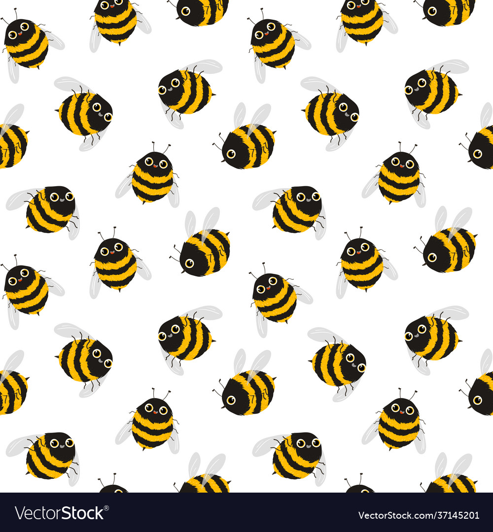 Bee character seamless pattern vector image Bee character seamless pattern