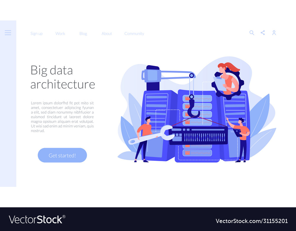Big data engineering concept landing page vector image Big data engineering concept landing page