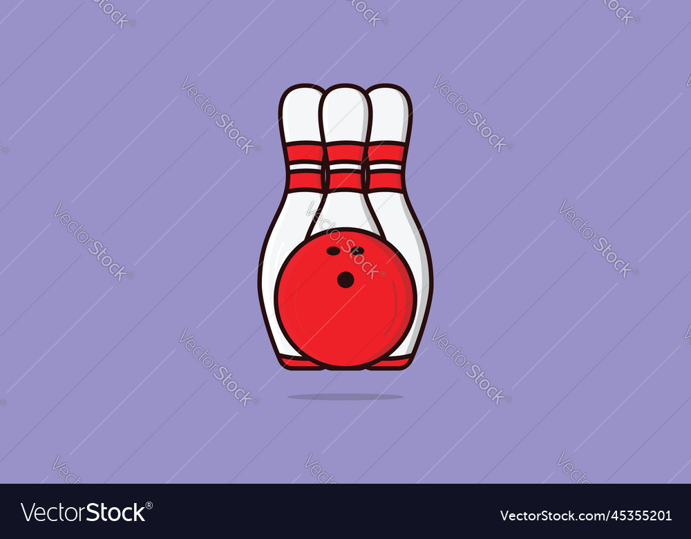 Bowling ball with pins Royalty Free Vector Image