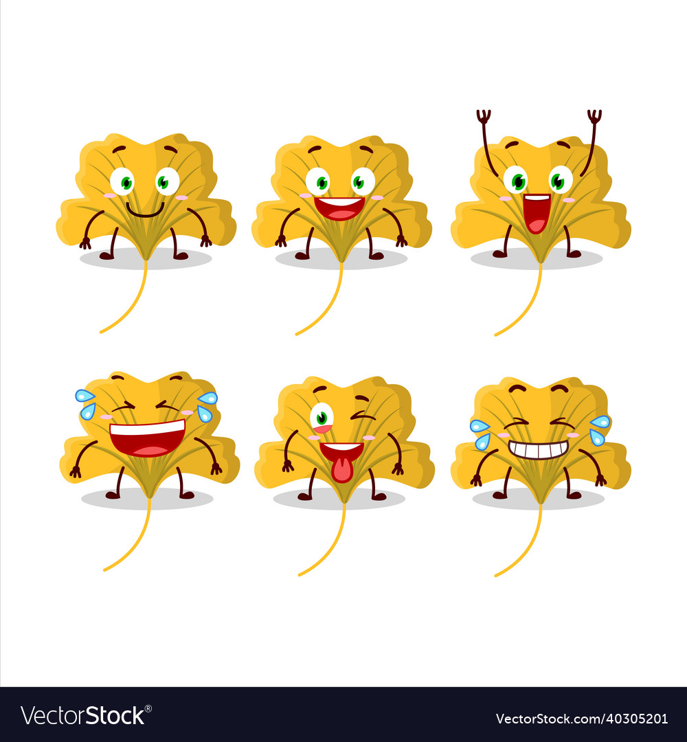 Cartoon character of ginko yellow leaf with smile