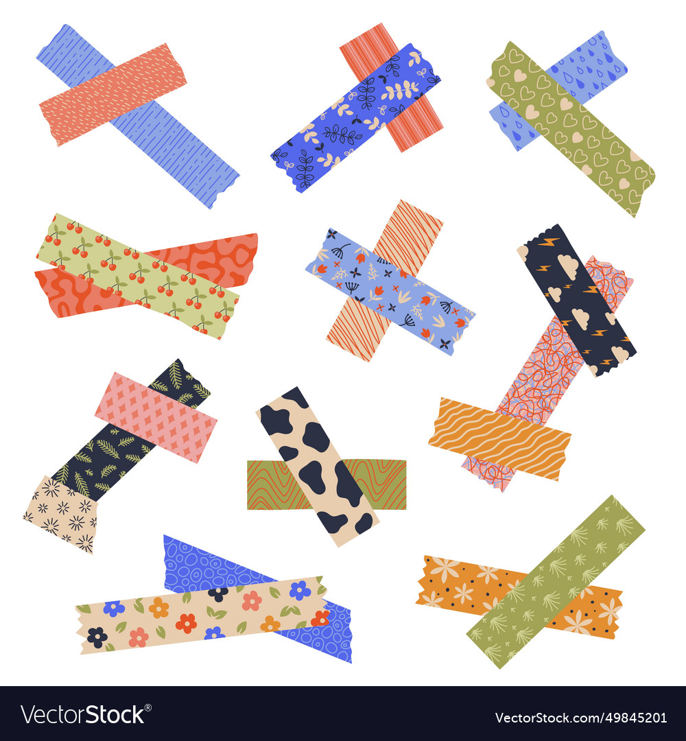 Decorative crossed tape sticky torn paper labels