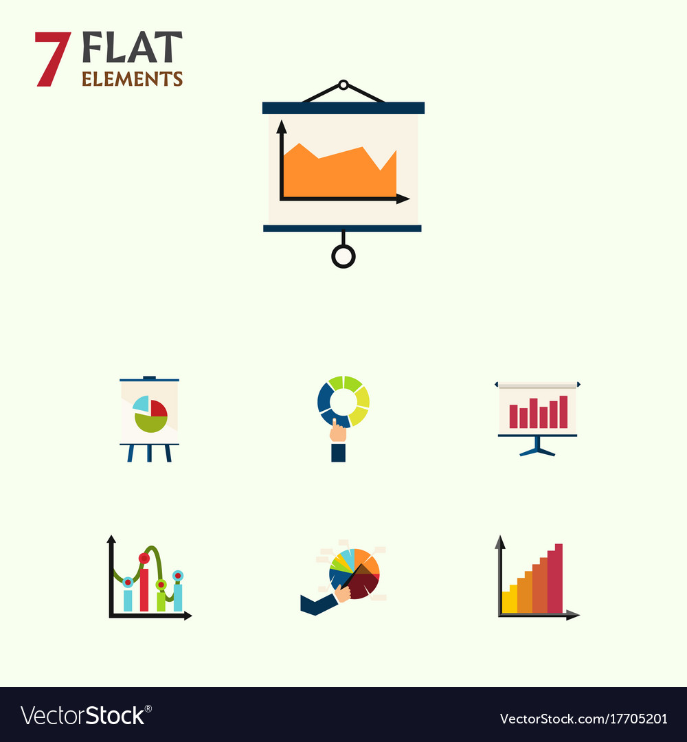 Flat icon graph set of easel chart