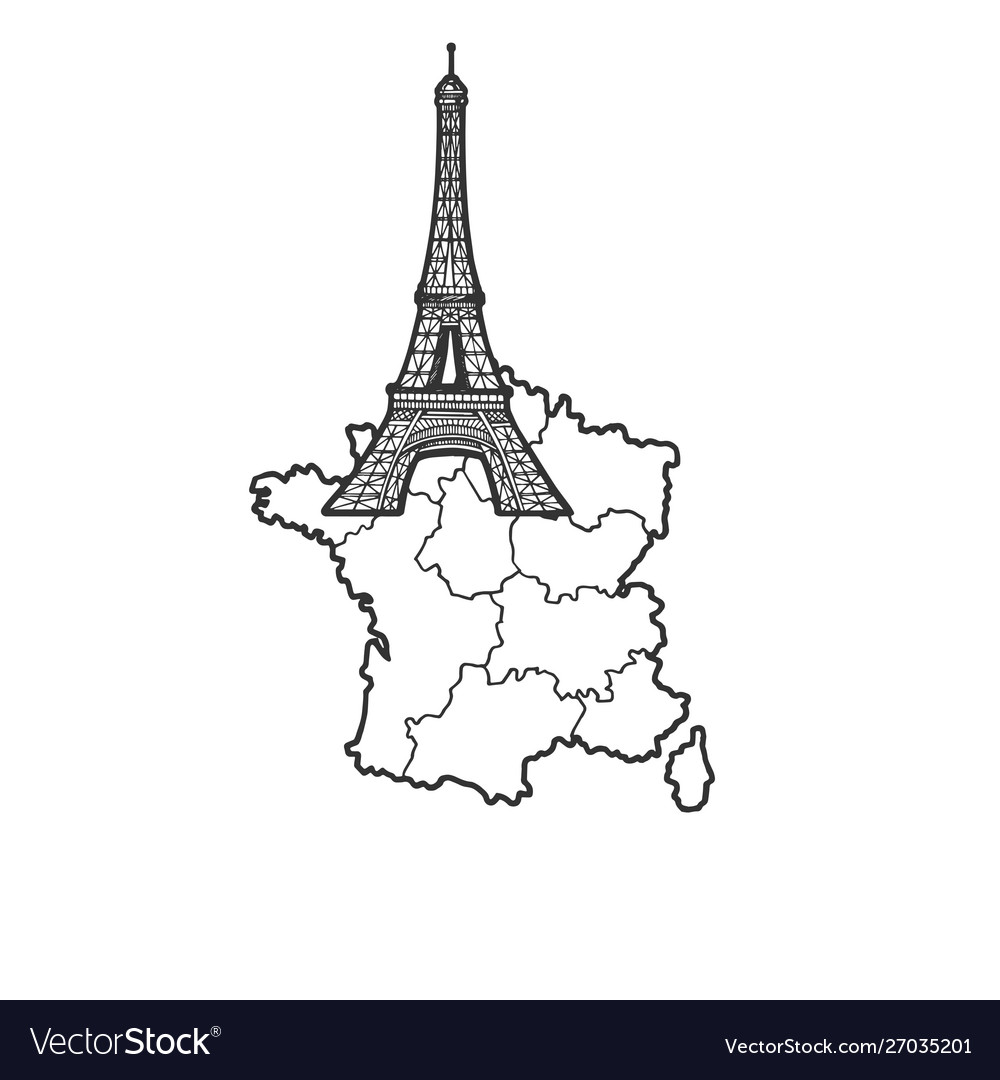 Paris France famous landmark sketch Lineart drawing by hand Greeting  card icon with title vector illustration Stock Vector Image  Art  Alamy