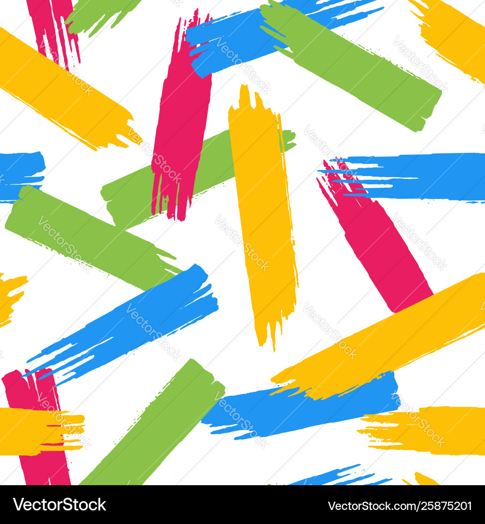 Hand painted ink brush strokes seamless pattern Vector Image