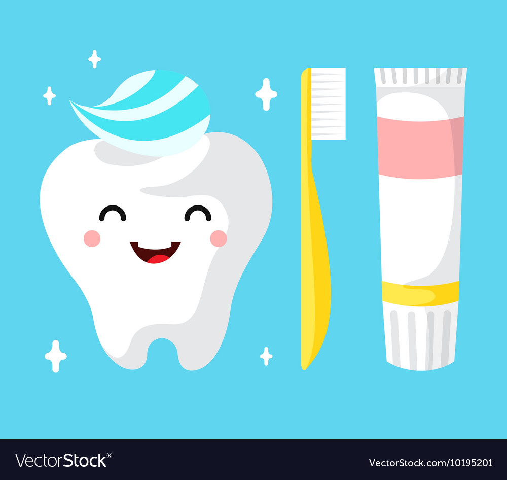 Healthy cute cartoon tooth character